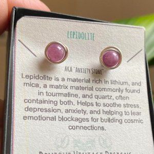 Lepidolite  Stainless Steel Post earrings.